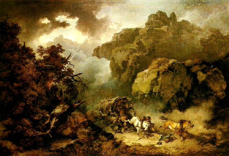 Philippe Jacques landscape with carriage in a storm oil painting image